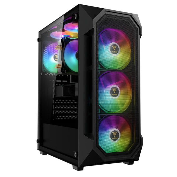 GAMDIAS ATX Mid Tower Gaming Computer PC Case Tempered Glass,