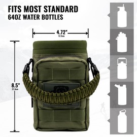 NATURE PIONEOR 64 oz Tactical Water Bottle Pouch, Multi-Function Tactical Water Bottle Bag with Adjustable Shoulder Strap, Molle Water Bottle Holder