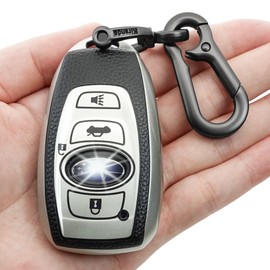 Kirsnda for Subaru key fob cover case with keychain,Texture Soft TPU key case/skin,4-Buttons fit BRZ Legacy Outback Ascent Crosstrek Forester WRX Remote Key Vehicle Accessories(Silver)
