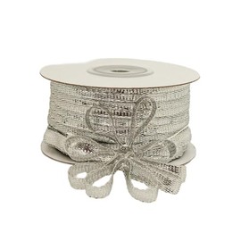 Lassos Boutique 1/4" X 50 Yards Iridescent Pull String Bows Christmas DIY Craft Gift Ribbon (Metallic Silver)