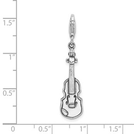Adornica Diamonds Sterling Silver 3-d Antiqued Violin with Lobster Clasp Charm