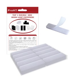 ProHT Hook and Loop Strips with Adhesive 0.8x3 Inch 40 Pairs Industrial Strength Sticky Back Strips for Couch Cushions, Home Classroom and Office Project, White (P00003)