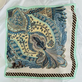 100% Mulberry Silk Scarf - 21" Breathable Neck Scarf - Lightweight Small Square Silk Headscarf for Women 12.5 Momme D039