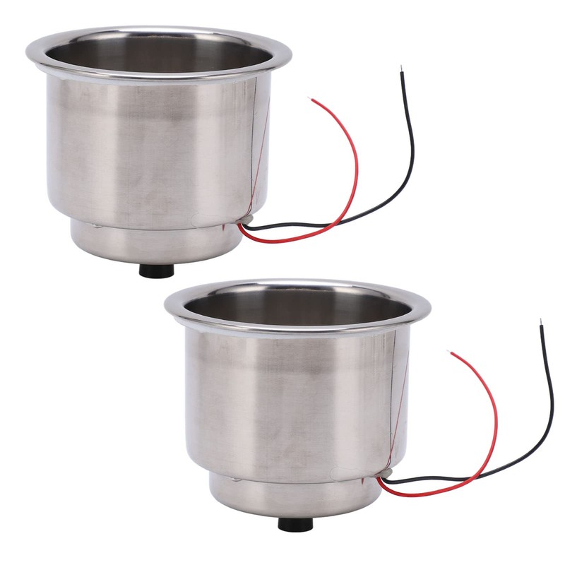 2PCS Luminous Cup Holder 304 Stainless Steel 8 LEDs Draining