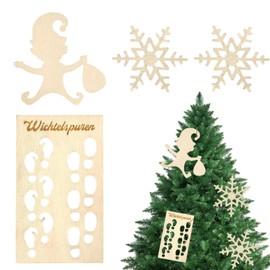 Ayizhiniu Gnome Stencil Footprints, Gnome Footprint Gnome Door Accessories, Gnome Stencil Window, Wooden Gnome Footprints Stencils Bring 2 Snowflakes, Suitable for Christmas