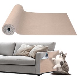 Cat Scratching Mat Self-Adhesive, 78.7'' x 15.8'', Trimmable Cat Scratch Pads Furniture Protector, DIY Climbing Cats Scratching Carpet for Couch, Door Frame or Wall Corner Protector (Khaki)