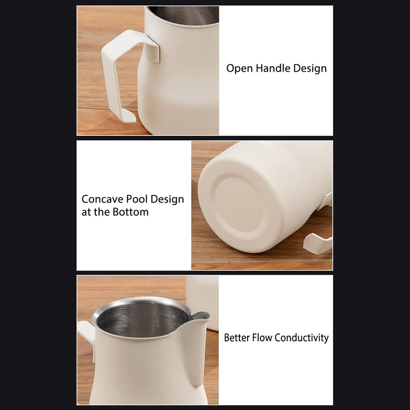 Milk Frother Cup 350ml 304 Stainless Steel Pointed Mouth Foaming