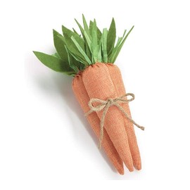One Holiday Way Set of 3 10-Inch Orange Linen Burlap Fabric Faux Carrots w/Green Felt Stems and Jute Rope Tie – Rustic Artificial Seasonal Easter Bowl Filler Decoration – Decorative Spring Home Decor