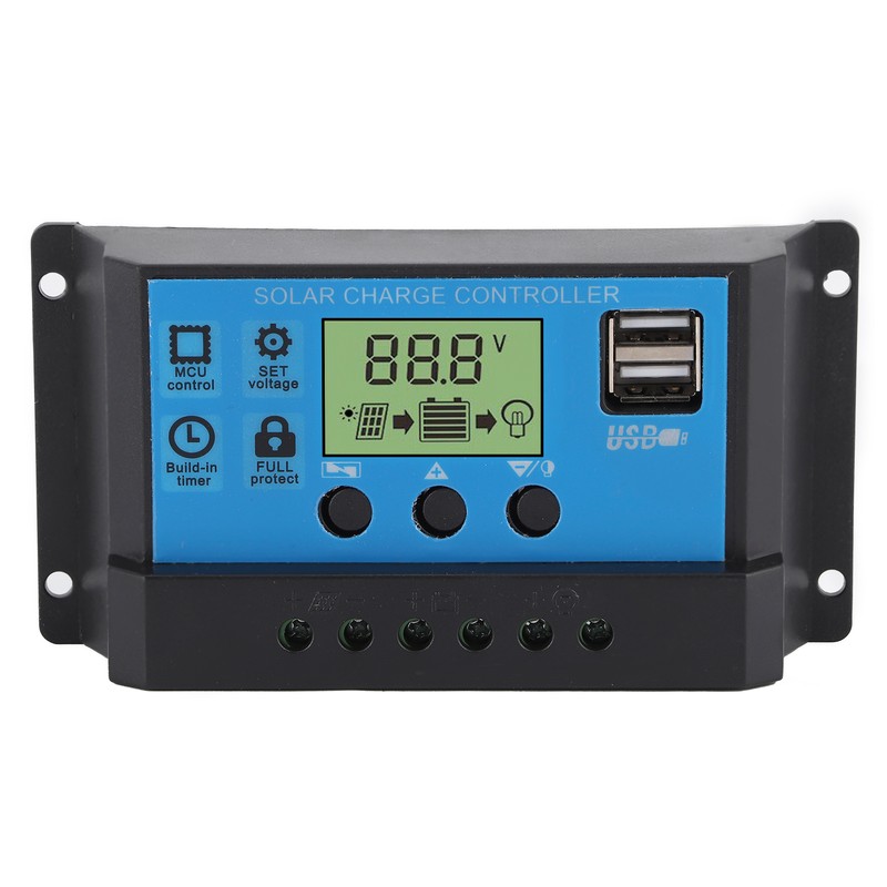 12V 24V Solar Charge Discharge Controller PWM LCD Display Dual