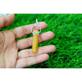 New Yellow Jasper Double Point Chakra Pendant Terminated Point Free Booklet Crystal Therapy 2 inch Approx. PRAJET Crystal Healing Image is JUST A Reference