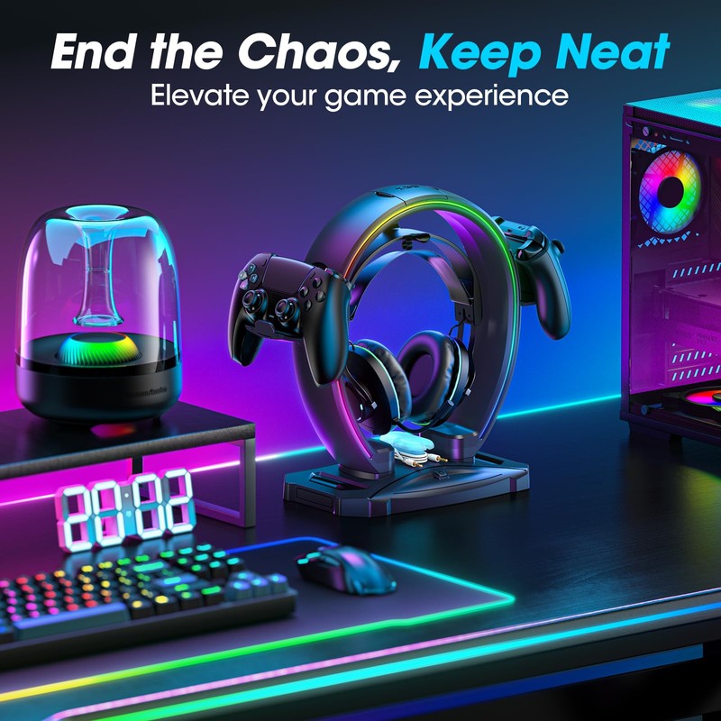 KDD RGB Headphone & Controller Stand with 9 Light Modes