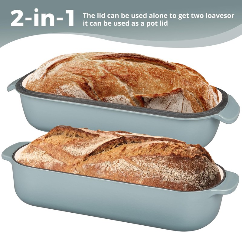 Enameled Cast Iron Loaf Pan with Lid, Dutch Oven Bread