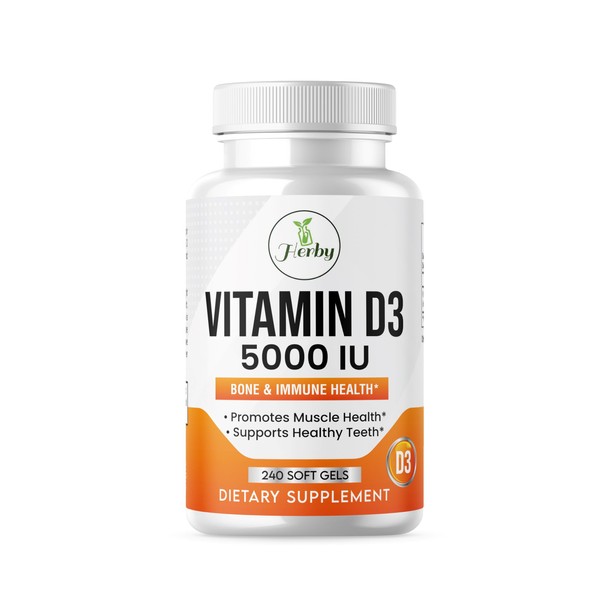Herby VITMAIN D3 5000 IU, Bone Health and Immunity Support