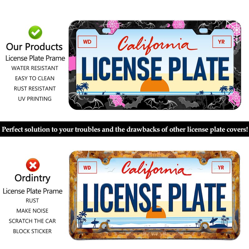 Bat License Plate Frame - 2 PCS Goth Spider Web