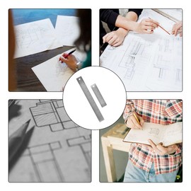 6-Inch and 12-Inch Stainless Steel Metal Ruler with Non-Slip Cork Backing - 2 Pack