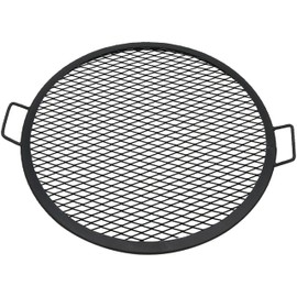 Sunnydaze X-Marks Fire Pit Cooking Grate - Outdoor Round Black Steel BBQ Campfire Grill with Handles - 24-Inch