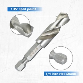 Stubby Drill Bit Set for Metal,6 pcs 1/4" Hex Shank M2 HSS for Quick Change,Short Drill Bits for Right Angle Adapter and Tight Spaces,Metal Drill Bit Set for Steel, Wood, Plastic, etc.
