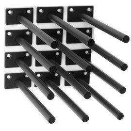 12 Pcs 8" Black Solid Steel Floating Shelf Bracket Blind Shelf Supports - Hidden Brackets for Floating Wood Shelves - Concealed Blind Shelf Support – Screws and Wall Plugs Included