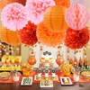Pink-Orange Groovy Party-Decorations - 13pcs Fall Autumn Thanksgiving Harvest Tissue