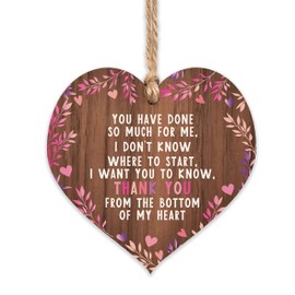 Manta Makes Thank you wood sign for her | best friends wooden hanging heart | sentimental inspirational gift for cheer up women | friendship present uk | her girls