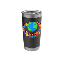 Unity Around The World – Kids Holding Hands Global Peace Stainless Steel Insulated Tumbler
