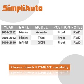 SimpliAuto Front Wheel Hub Bearing Replacement for Nissan Armada Titan 2008 2009 2010 2011 2012 /Infiniti QX56 2008-2010 /[RWD Rear Wheel Drive][515124]