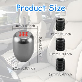 Car Gear Shift knob, Manual Transmission Shift Knob, Car Gear Lever Stick Shift Handle with Adapters, Aluminum Shift Knob, 5 Speed Shifter Knob Gear Shift Lever Head Fits Most Manual Vehicle