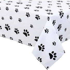 Puppy Themed Birthday Party Decorations - Pet Dog and Cat Paw Party Supplies Puppy Paw Print Plastic Tablecloth 54 x 108 inches Disposable Plastic Table Cover for Dog Themed Birthday Party 2 Pack