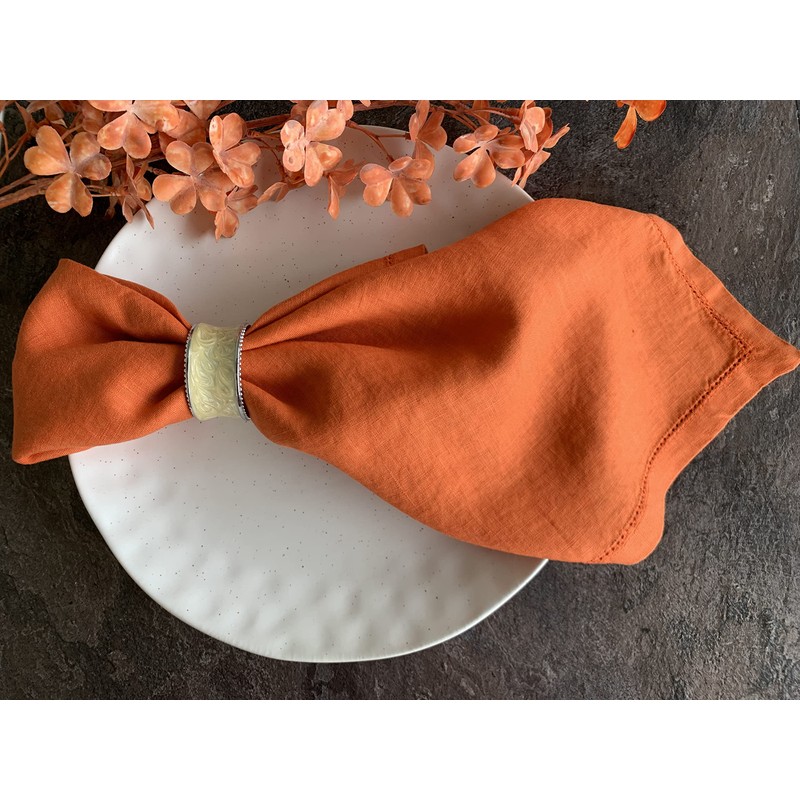 Linen Napkins –100% French Flax – Hemstitch Stonewashed Pure Linen