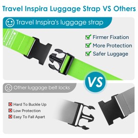 Travel Inspira Luggage Straps for Suitcases, Adjustable Length Suitcase Strap (41”-77”), Luggage Belt Strap TSA Approved, Luggage Accessories for Suitcases, Multicolor (2 Pack)