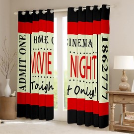 Movie Theater Dreapes Home Theater Decor Curtains for Bedroom Living Room Kids Decor Old Fashion Home Decor Blackout Curtains(30%-50%) Set Window Treatments W46*L54