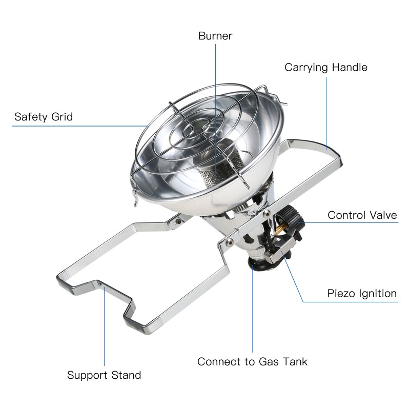 1000W Outdoor Portable Piezo Ignition Gas Heater Warmer Heating Stove