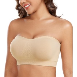 Curyon Strapless Bra Non-Slip Supportive Multiway Bandeau Beige L