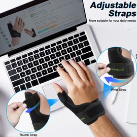 KONSEDIK Trigger Finger Thumb Splint,Adjustable Thumb Spica Support Stabilizer Brace for Pain,Sprains, Arthritis,Tendonitis,De Quervains Tenosynovitis,CMC Joint (Medium)