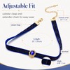 AnalysisyLove Blue Velvet Rhinestone Pendant Choker Necklace for Women