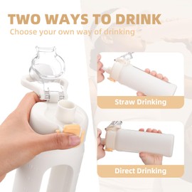 chunmo 20 oz Glass Water Bottle with Straw Reusable Water Bottle with Non-Slip Silicone Sleeve Wide Mouth Leak-Proof for Coffee, Tea and Water,BPA-free, Dishwasher Safe