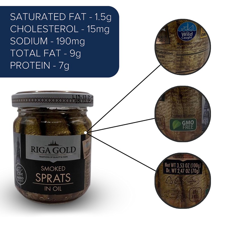 Riga Gold Smoked Sprats in Oil - Wild Caught (Pack