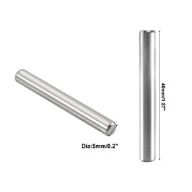 Adyoney 24Pcs 5mm x 40mm / 1/5 Inch x 1.57 Inch Dowel Pin 304 Stainless Steel Pegs Support Shelves Silver Tone