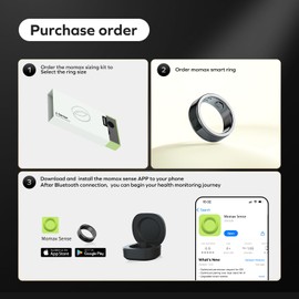 momax 1-Sense Smart Ring, All-in-One Health Sleep Tracker, Touch Control, IP68 Waterproof, No APP Subscription, Health Tracker Ring for Men&Women, Android & iOS Compatible