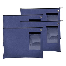 BankSupplies Canvas Zipper Bags | 14W x 11H | Set of 4 | Large Storage Bags | Grommet for Zip Tie & Padlock | 5W x 3H Framed Cardholder | Zipper Closure | Bank Bags