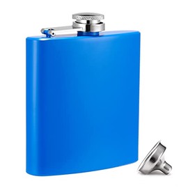 Hillside-Kit Hip Flask Pocket Alcohol Dranking Flask 6 OZ Stainless Steel Leak proof with Funnel Flask set (Royal Blue)