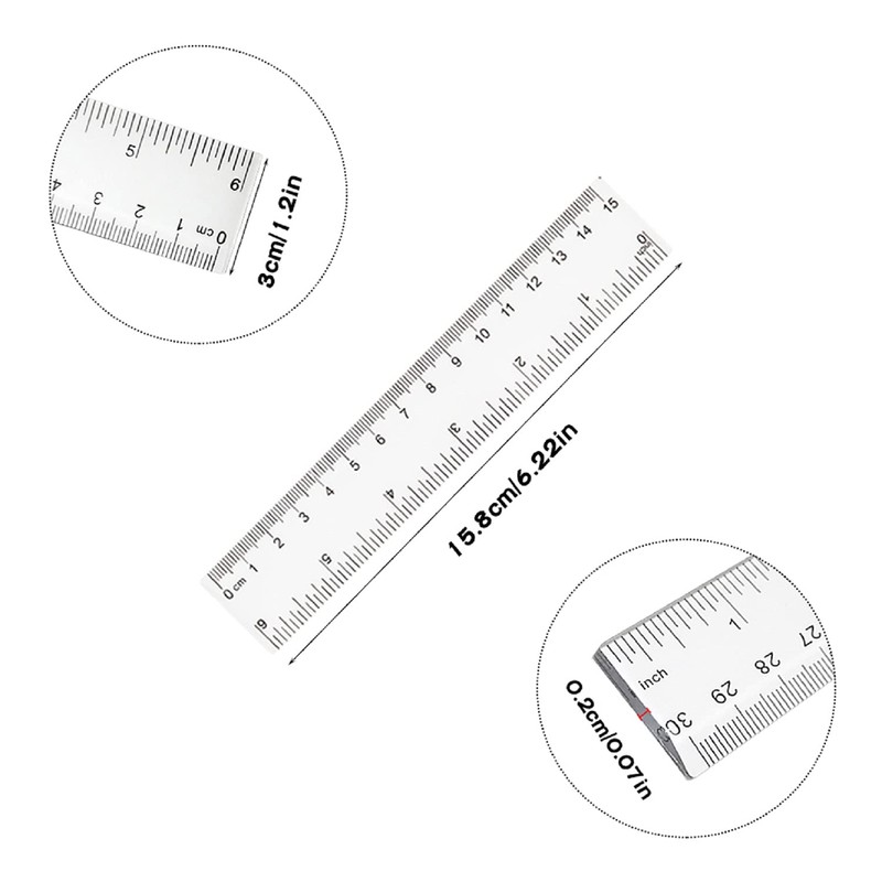 4 Pack 6-Inch Straight Rulers,Clear Plastic Ruler, Suitable for Student