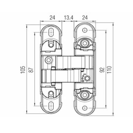 Bricoleva.it Adjustable Concealed Door Hinge, 40 kg Capacity per 2 Hinges - Single Door Hinge - Ideal for Cabinets and Furniture (Satin Chrome)