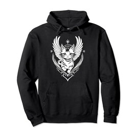 Cat with Wings Cute Kitty Angel Tattoo Art for Cat Lovers Pullover Hoodie
