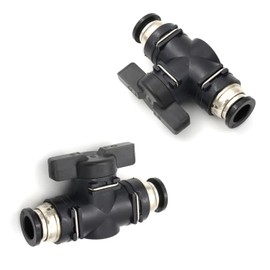 2 Pcs Push to Connect Fittings Pneumatic Ball Valve 1/4" X 1/4" (6mm) OD PVC Air Flow Control Valve Air Straight Union Quick Connect Hose Fittings