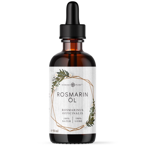 Nordic Pure Rosemary Oil, 50 ml, Stimulates Hair Growth, Hair Oil Against Hair Loss, 100% Natural Rosemary Oil, Rosemary Oil Hair
