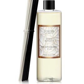 LOVSPA Reed Diffuser Oil Refill/Amber Romance, Large 8oz + 2 Sets of Replacement Sticks, Aroma Therapy Essential Oils, Home Fragrance, Scented Oils for Reed Diffusers, Office Décor, Made in The USA