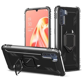 Cavor for Oppo A91 Case,360°Rotation Ring Holder Kickstand [Work with Magnetic Car Mount] Shockproof Scratch-Resistant Protective Cover (6.4")-Black