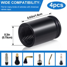Isslly 4PCS Black Bullet Shaped Valve Stem Caps, Aluminum Alloy Universal Dustproof Tire Valve Stem Covers for Cars, SUV, Trucks, Bike, Motorcycle