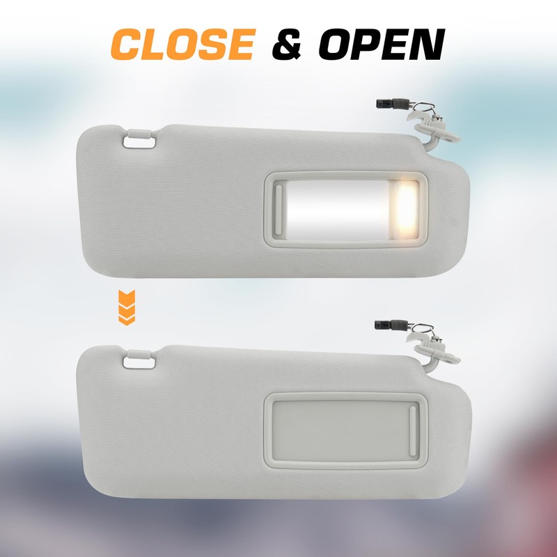 Left Driver Right Passenger Side Car Sunvisor with Lights Fit